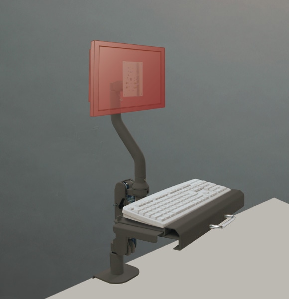 キーボード搭載用棚付 ディスプレイアーム（ブラック）