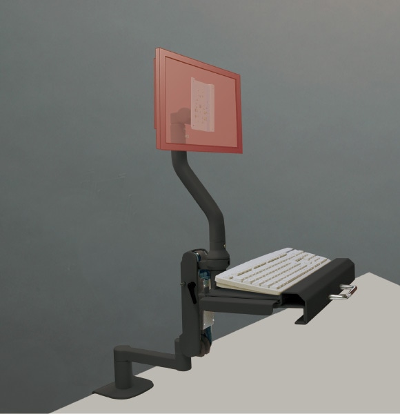 キーボード搭載用棚・回転アーム付 ディスプレイアーム（ブラック）