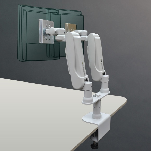 G1AX 2基搭載クランプ取付式 並行設置型ダブルアーム（ライトグレー）