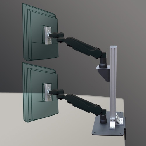 G1AX 2基搭載クランプ取付式 垂直設置型ダブルアーム（ブラック）
