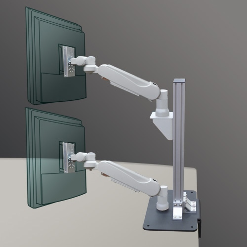 G1AX 2基搭載クランプ取付式 垂直設置型ダブルアーム（ライトグレー）