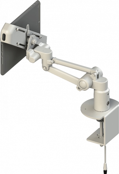 対角固定式タブレット搭載用 ハイブリットチルト機構 上下可動型アーム 本体ユニット（ホワイト）