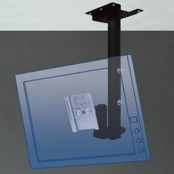 小・中画面ディスプレイ天吊り用金具 ショートタイプ（ブラック）