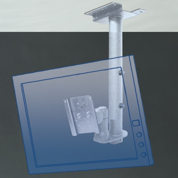 小・中画面ディスプレイ天吊り用金具 ショートタイプ（シルバー）