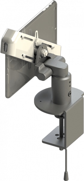 対角固定式タブレット搭載用ロータイプ卓上固定型アーム 本体ユニット（シルバー）