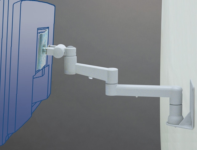 壁・パネル取付式アームスタンド 3軸タイプ(ライトグレー 8Kg対応)