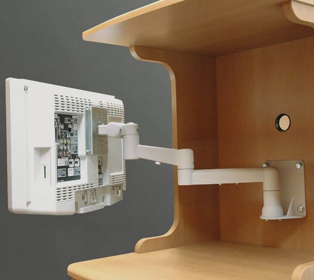 病院向けパネル・背板取付式アーム 3軸 平行移動タイプ（ライトグレー 8Kg対応）