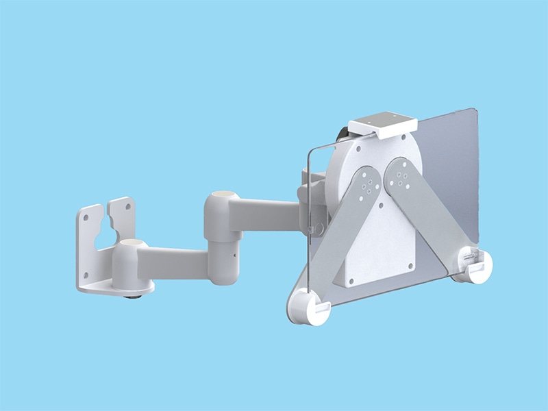 3点固定式タブレット搭載用3軸タイプ 壁取付型 平行移動式アーム ライトグレー