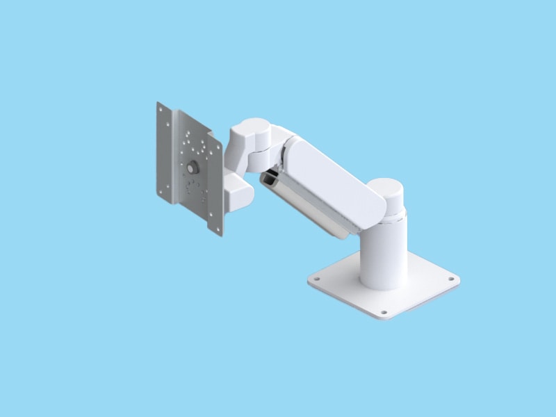 2Kg対応 画面回転・上下可動・スイベル機能を備えた2軸・ディスプレイアーム 本体ユニット（ライトグレー色）