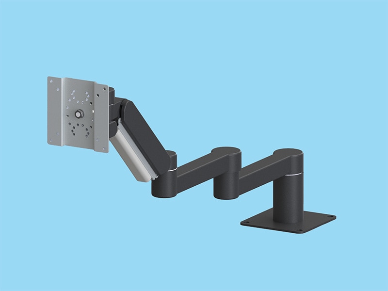 2Kg対応 画面回転・上下可動・スイベル機能と2本の回転アームにより折畳み収納・平行移動機構を持つ4軸ロングタイプのディスプレイアーム 本体ユニット（ブラック色）