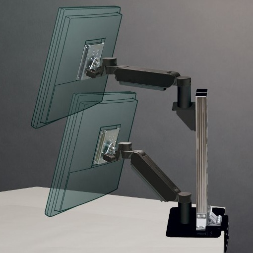 マルチ搭載ディスプレイアーム アルミ製 垂直ダブルアーム PS-N7A-B6×2個+PS7-N900TD セット商品 ブラック