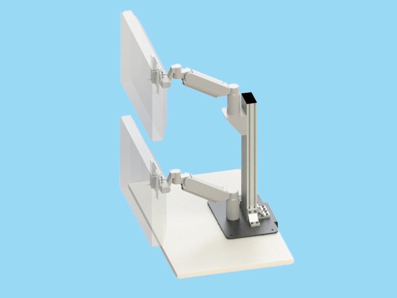 マルチ搭載ディスプレイアーム アルミ製 垂直ダブルアーム PS-N7A-LG6×2個+PS7-N900TD セット商品 ライトグレー