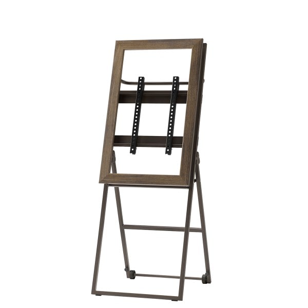 木製デジタルサイネージスタンド シュバレット CVL11 ダークブラウン色 背面収納スペース付 キャスター付 ディスプレイ取付金具付 ディスプレイ推奨サイズ 32型