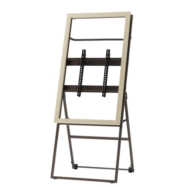 木製デジタルサイネージスタンド シュバレット CVL21 ホワイトウッド色 背面収納付 キャスター付 ディスプレイ取付金具付 ディスプレイ推奨サイズ 42型～43型