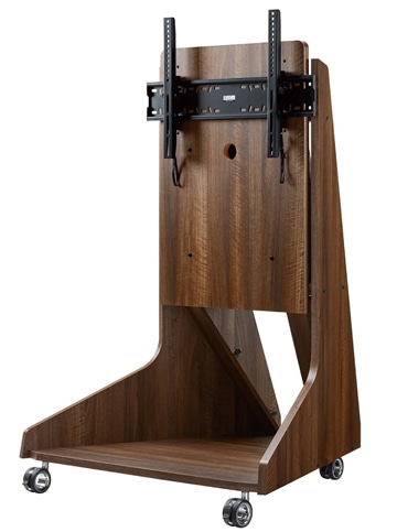 木製デジタルサイネージスタンド モアイ MOI21 ダークブラウン 背面収納 取付金具 ディスプレイ推奨サイズ 横40～77型 縦55～77型