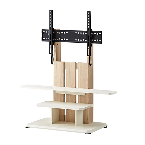 キャスター付き自立TVスタンド 木製 32～77V用 ナチュラル