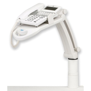 テレホンスタンドフレックス ハイタイプ 背面取り付け簡単 適応電話機幅130～220mm、質量1kgまで ベース回転範囲360° 最大クランプ取り付け幅60～20mm