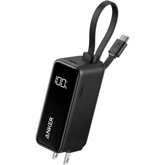 Anker Power Bank (30W Fusion Built-In USB-C ケーブル) ブラック