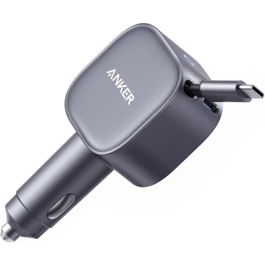 Anker Nano Car Charger (75W 巻取り式 USB-Cケーブル) (グレー)