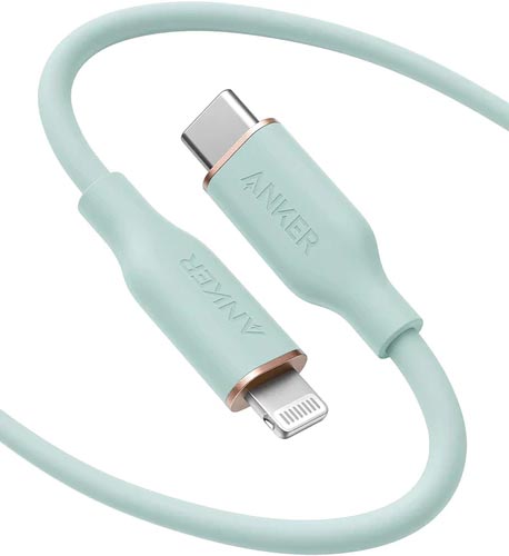 Anker PowerLine III Flow USB-C & ライトニング ケーブル MFi認証 Anker絡まないケーブル USB PD対応 シリコン素材採用 (1.8m ミントグリーン)