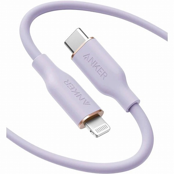 Anker PowerLine III Flow USB-C & ライトニング ケーブル MFi認証 Anker絡まないケーブル USB PD対応 シリコン素材採用 (1.8m ライトパープル)