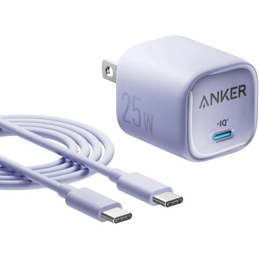 Anker Charger (25W) with USB-C & USB-C ケーブル (パープル)