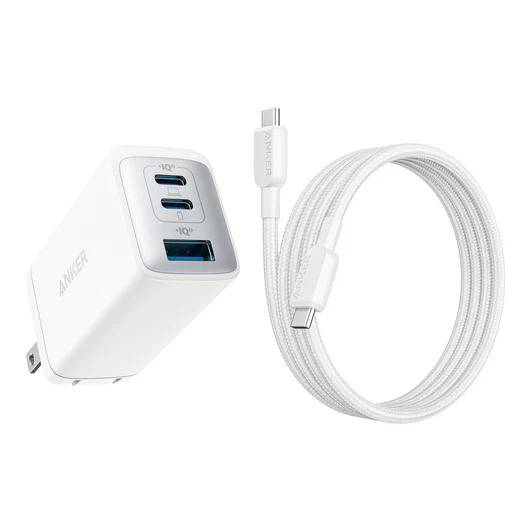Anker PowerPort Ⅲ 3-Port 65W Pod with USB-C & USB-C ケーブル ホワイト