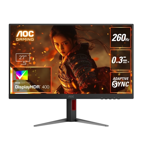 ゲーミング液晶ディスプレイ 27型/2560×1440/HDMI、DisplayPort/ブラック/スピーカー：なし/260Hz