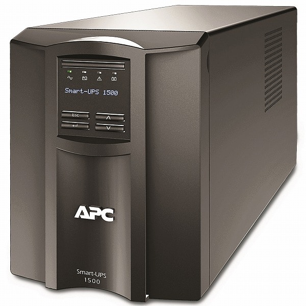 APC Smart-UPS、Line Interactive、1500VA、Tower、120V、8x NEMA 5-15R outlets、SmartConnect Port+SmartSlot、AVR、LCD
