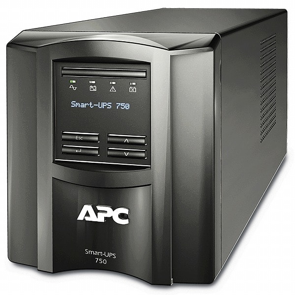 APC Smart-UPS、Line Interactive、750VA、Tower、120V、6x NEMA 5-15R outlets、SmartConnect Port+SmartSlot、AVR、LCD