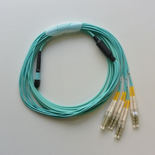 MPO-FOコード OM4-12芯 MPO(Pin無)/DLCx4 SR4配線 10m アクア