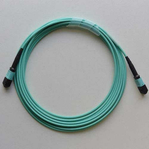 MPOパッチコード OM4-12芯 MPO(Pin無)/MPO(Pin無) メソッドB 5m アクア