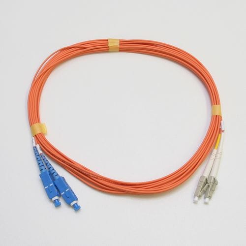 マルチモード光パッチコード GI62.5 2芯メガネ LC-SC 25m 橙色