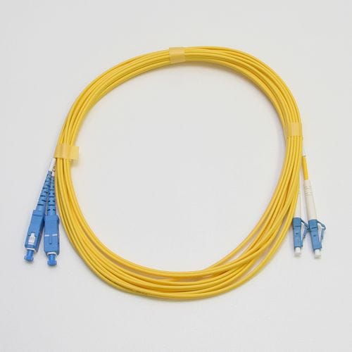 シングルモード光パッチコード 2芯メガネ LC-SC 15m 黄色