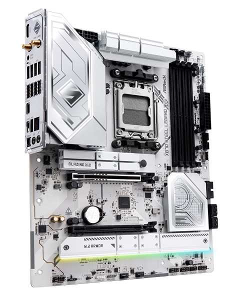 X870 Steel Legend WiFi | Socket AM5 AMD X870 ATX WiFi+Bluetoothモジュール付属 ホワイトカラー マザーボード