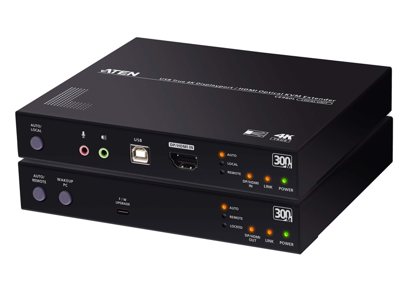 DisplayPort/HDMI 光ファイバーKVMエクステンダー（4K60p @ 300m）
