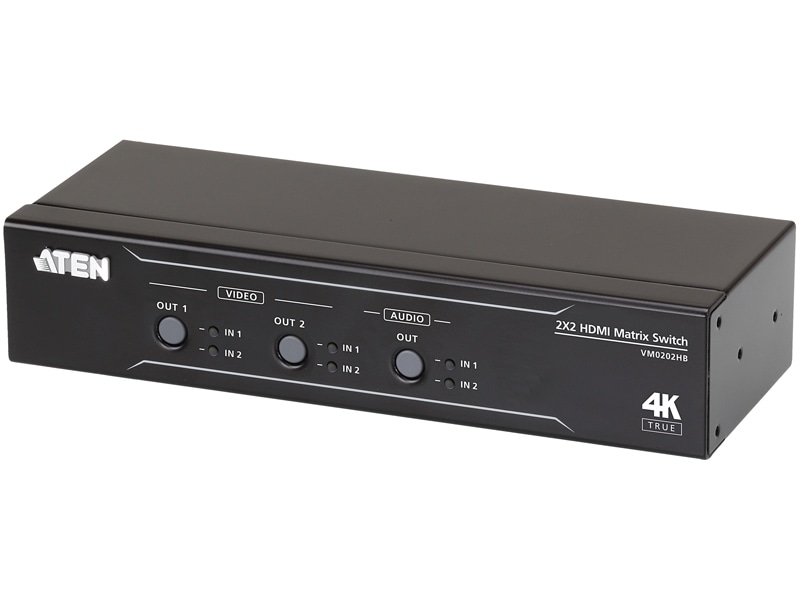 2入力2出力HDMIマトリックススイッチャー（4K60p対応、オーディオ・ディエンベデッド機能搭載）