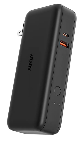 モバイルバッテリー搭載USB充電器 Power Duo 10000mAh PD対応 [USB-A×1ポート/USB-C×1ポート]出力 [USB-C×1ポート]入力 ブラック