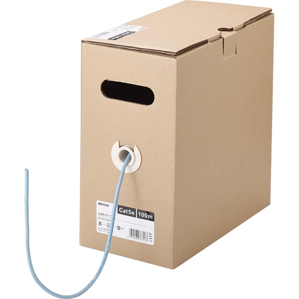 Cat5e LANケーブル 100m 単線 ライトブルー