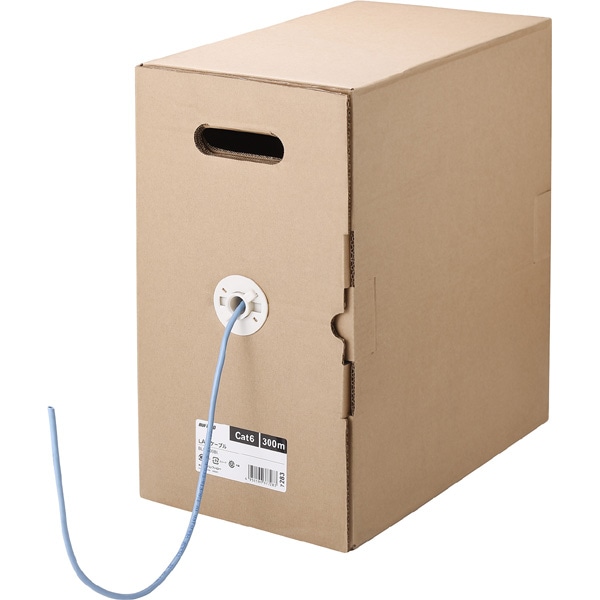 Cat6 LANケーブル 300m 単線 ブルー