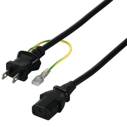 電源ケーブル 3ピンソケット（メス）⇔2ピンプラグ（オス） 2.0m ブラック