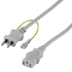 電源ケーブル 3ピンソケット（メス）⇔2ピンプラグ（オス） 2.0m グレー