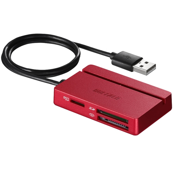 USB2.0 マルチカードリーダー/ライター スタンダードモデル レッド