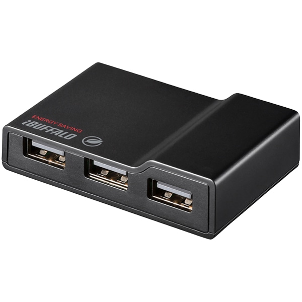 USB2.0 電源連動節電機能付きセルフパワー4ポートハブ ブラック