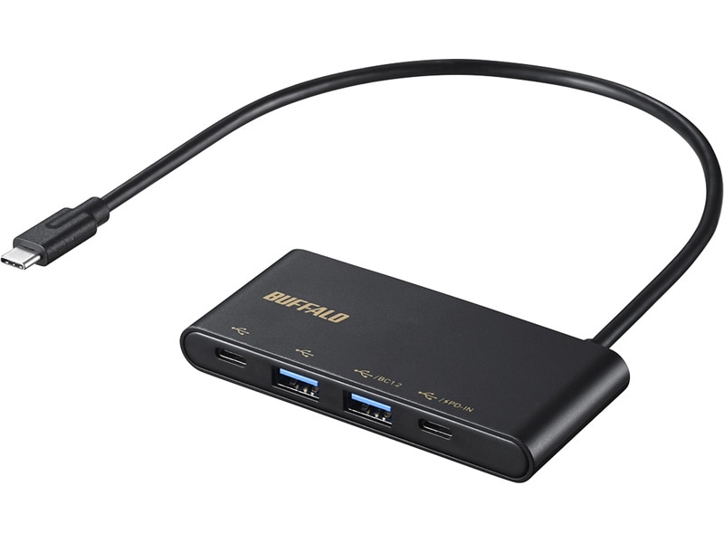USB 3.2(Gen 2)バスパワー4ポートPD対応ハブ ブラック