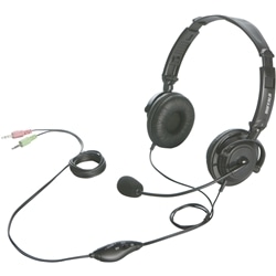 両耳ヘッドバンド式ヘッドセット 半密閉/ノイズキャンセリングマイク搭載 ブラック