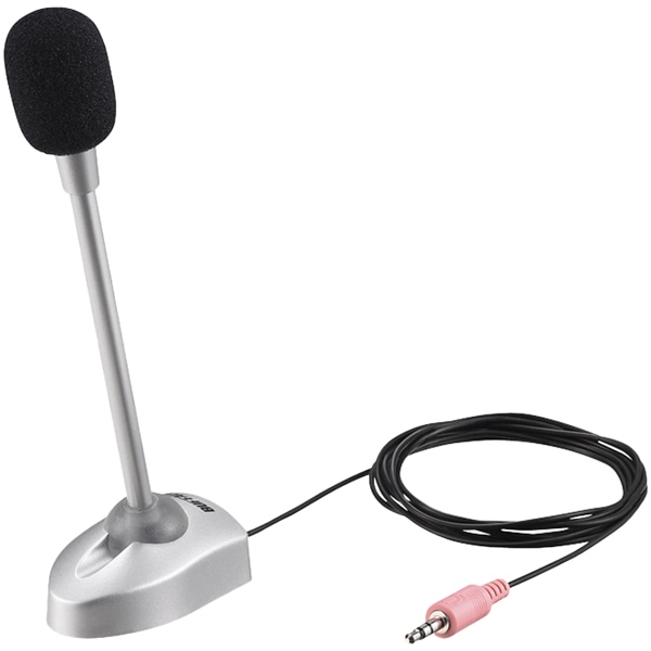 マイクロフォン 小型スタンドタイプ 3極ミニプラグ接続 ブラック