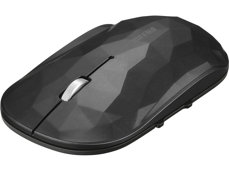 薄型 5ボタン Bluetooth BlueLEDマウス ジオメトリー ブラック