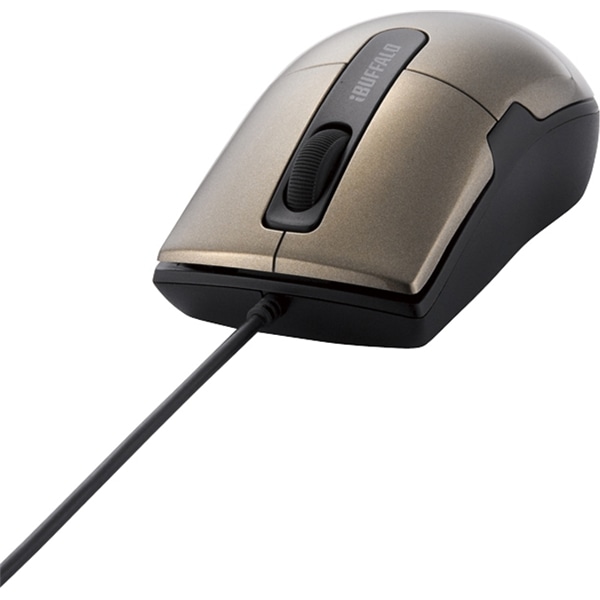 有線BlueLEDマウス 静音/3ボタン Sサイズ ブラウン