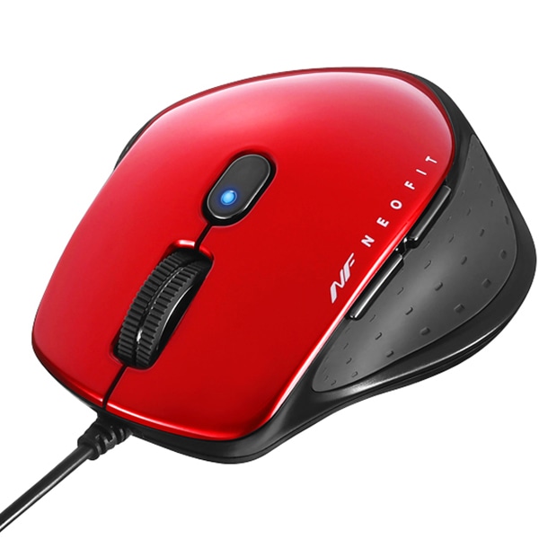 有線 BlueLED 5ボタン NEOFITマウス Sサイズ レッド
